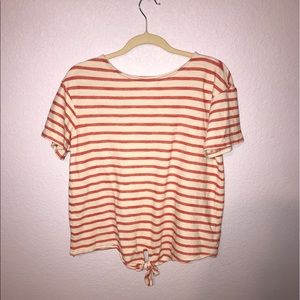 Red and white striped knot tee